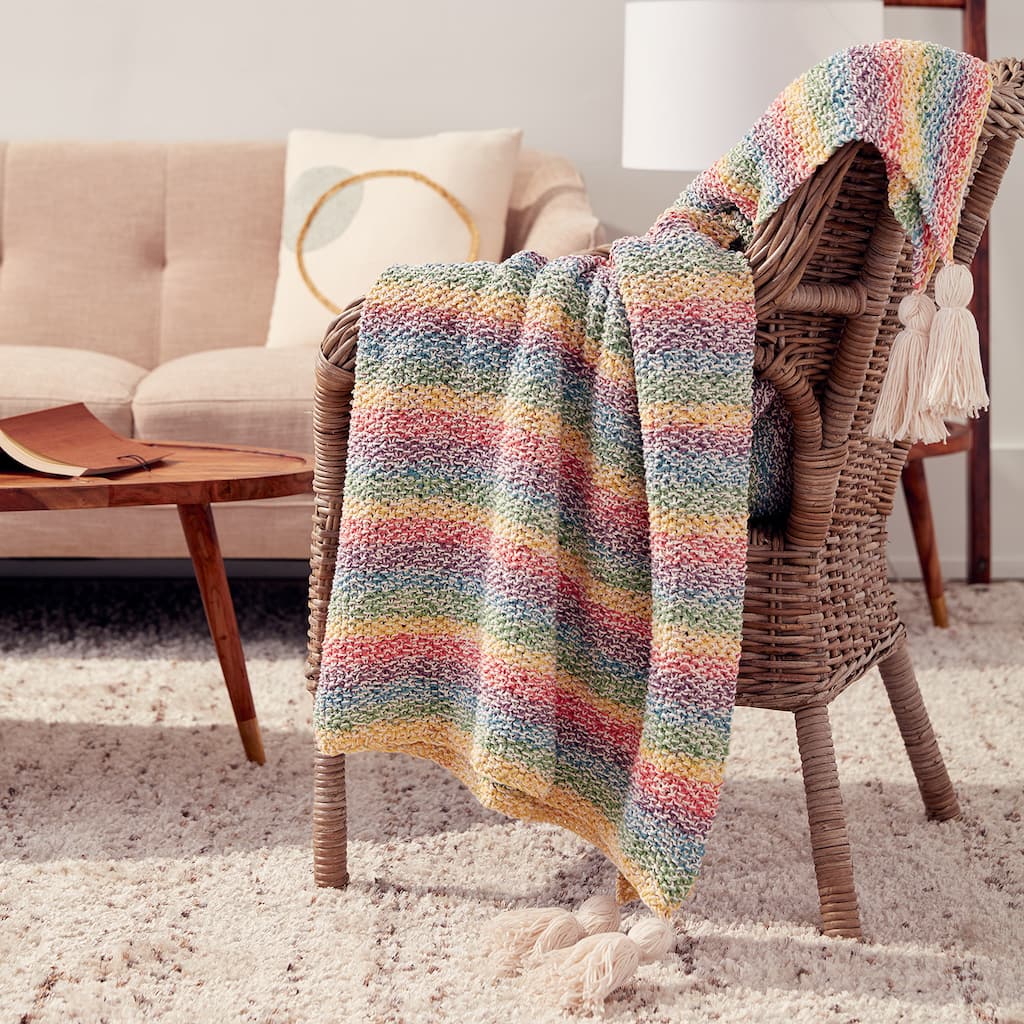 Caron® Cotton Cakes™ Marled Knit Blanket